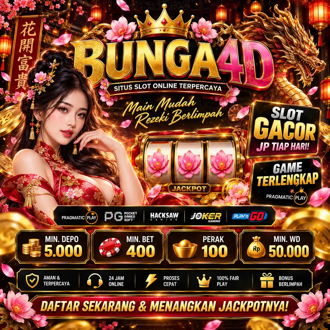 banner BUNGA4D: Situs Toto Online dengan Pasaran Baru dan Pilihan Bet Terjangkau